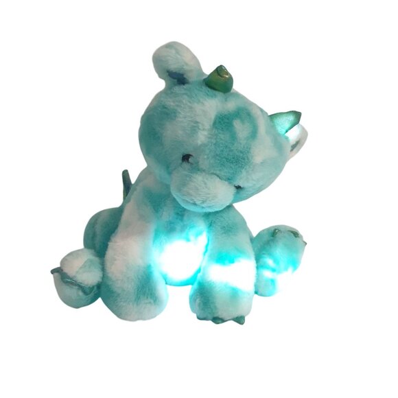 FAO Schwarz Stuffed Dragon 15" Light-Up Sounds Turquoise Green Wings Horns Plush - Picture 5 of 10